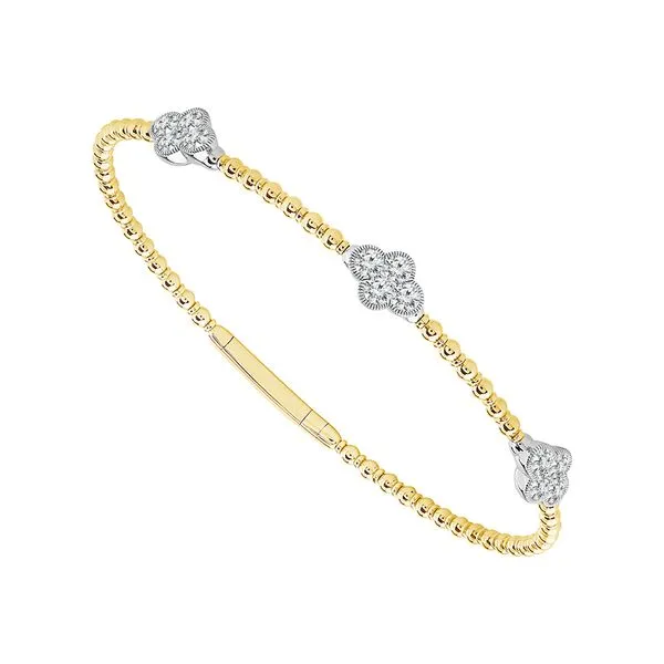 14K Two-Tone 1CTW Clover Flexie Bangle Bracelet Image 4 Kiefer Jewelers Lutz, FL