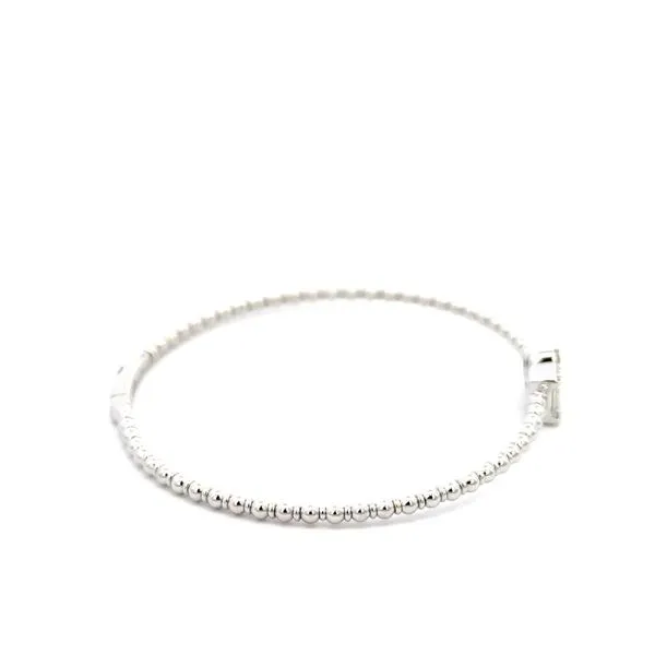14K .60CTW Diamond & Emerald Heart Flexie Bangle Bracelet Image 2 Kiefer Jewelers Lutz, FL