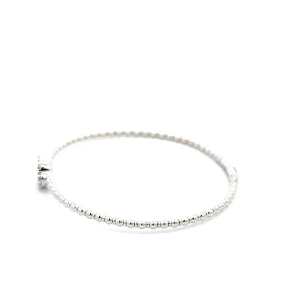 14K .60CTW Diamond & Emerald Heart Flexie Bangle Bracelet Image 3 Kiefer Jewelers Lutz, FL