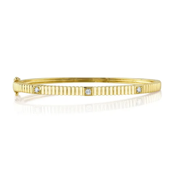 14KY Diamond Textured Bangle Bracelet by Shy Creation Kiefer Jewelers Lutz, FL