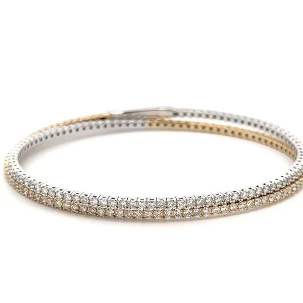 14K and Titanium Wire Diamond Bangle Bracelet Image 2 Kiefer Jewelers Lutz, FL