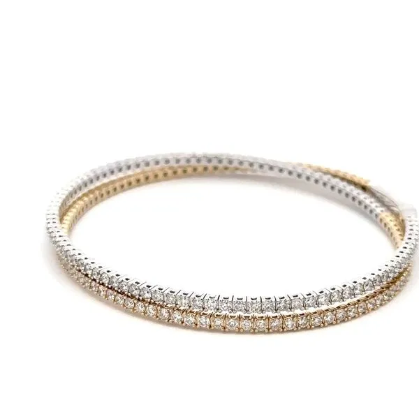 14K and Titanium Wire Diamond Bangle Bracelet Image 4 Kiefer Jewelers Lutz, FL