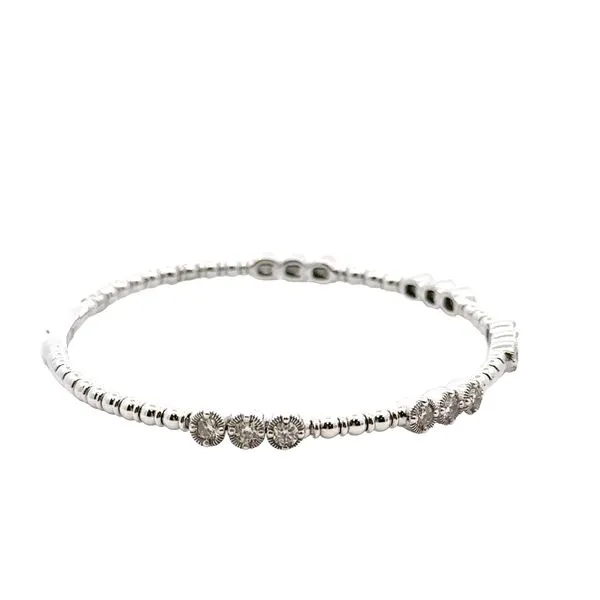 14K White and Titanium Wire Diamond Bangle Bracelet Image 2 Kiefer Jewelers Lutz, FL