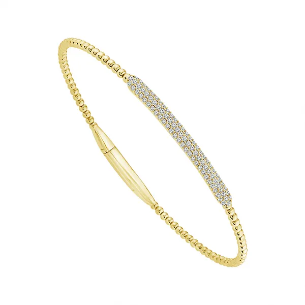 14KYW Pave Diamond Bar Flexie Bangle Bracelet Kiefer Jewelers Lutz, FL