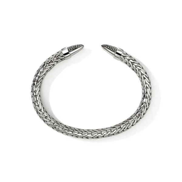 John Hardy SS and Pave Diamond Spear 50 Flex Cuff Image 4 Kiefer Jewelers Lutz, FL