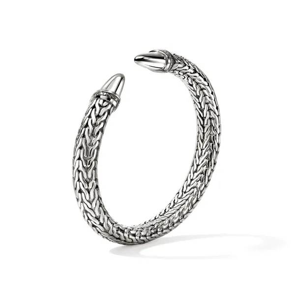 John Hardy Pave Black Diamond Spear 50 Flex Cuff Bracelet Image 2 Kiefer Jewelers Lutz, FL