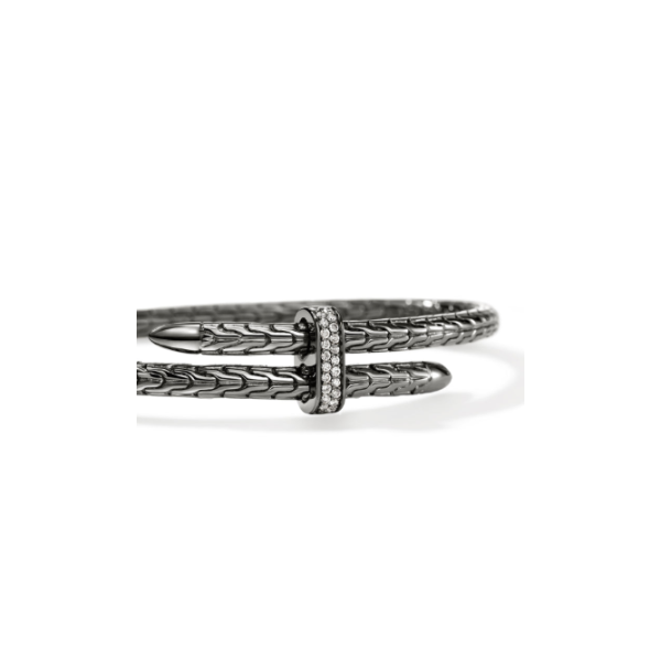 John Hardy SS and Black Rhodium Bypass Diamond Spear Flex Cuff Image 2 Kiefer Jewelers Lutz, FL