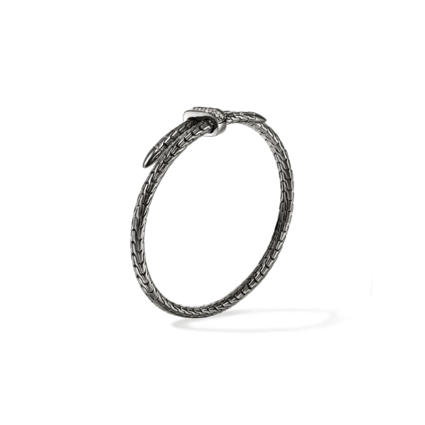 John Hardy SS and Black Rhodium Bypass Diamond Spear Flex Cuff Image 3 Kiefer Jewelers Lutz, FL