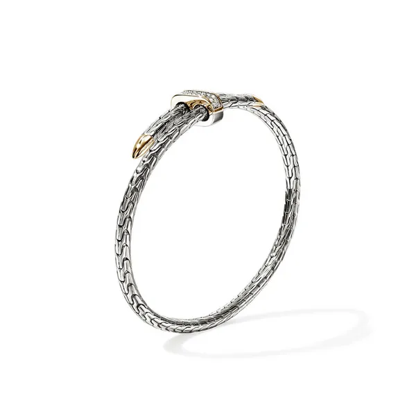 John Hardy 14KY and SS Diamond Spear Bypass Flex Cuff Image 3 Kiefer Jewelers Lutz, FL
