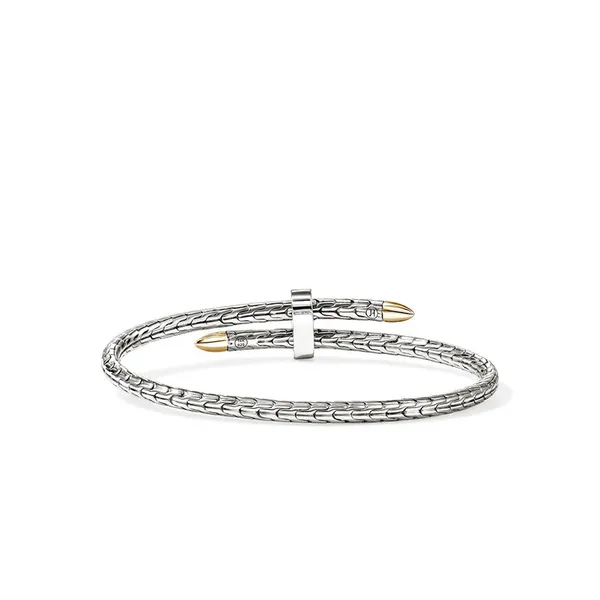 John Hardy 14KY and SS Diamond Spear Bypass Flex Cuff Image 4 Kiefer Jewelers Lutz, FL