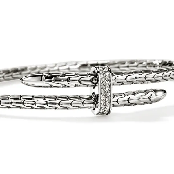 John Hardy Sterling Silver and Diamond Spear Flex Cuff Bracelet Image 2 Kiefer Jewelers Lutz, FL