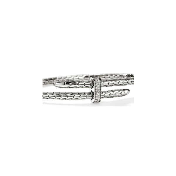 John Hardy Sterling Silver and Diamond Spear Flex Cuff Bracelet Image 2 Kiefer Jewelers Lutz, FL