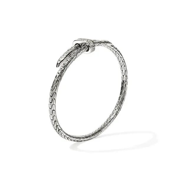 John Hardy Sterling Silver and Diamond Spear Flex Cuff Bracelet Image 3 Kiefer Jewelers Lutz, FL