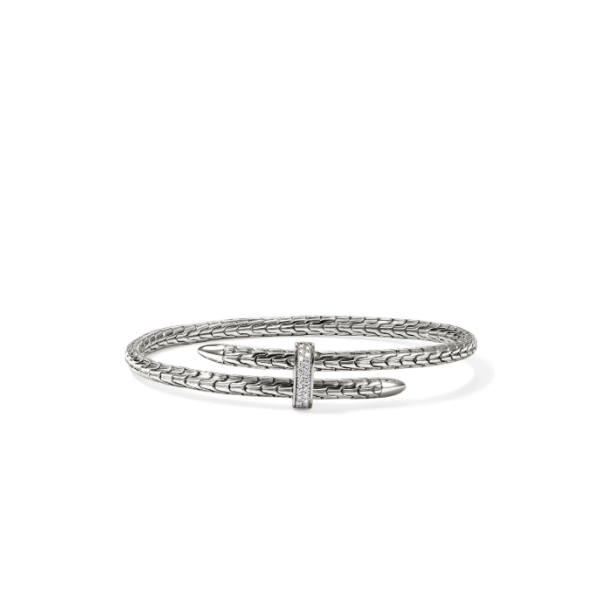 John Hardy Sterling Silver and Diamond Spear Flex Cuff Bracelet Kiefer Jewelers Lutz, FL