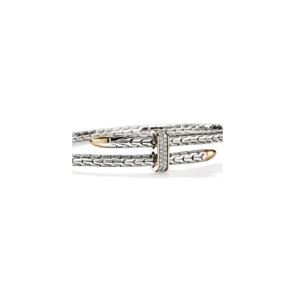John Hardy 14KY and SS Diamond Spear Bypass Flex Cuff Image 2 Kiefer Jewelers Lutz, FL
