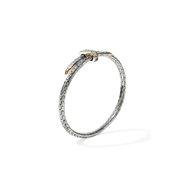 John Hardy 14KY and SS Diamond Spear Bypass Flex Cuff Image 3 Kiefer Jewelers Lutz, FL