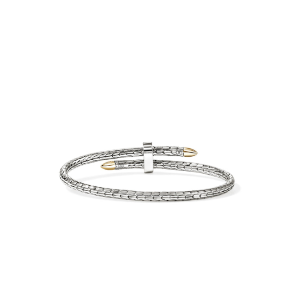 John Hardy 14KY and SS Diamond Spear Bypass Flex Cuff Image 4 Kiefer Jewelers Lutz, FL