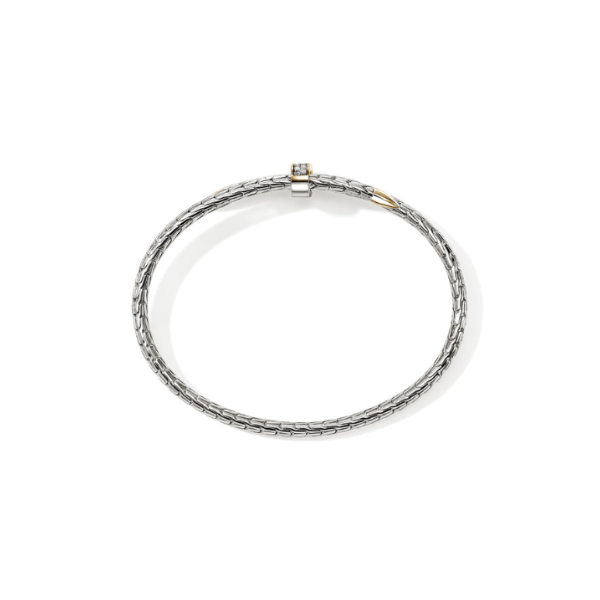 John Hardy 14KY and SS Diamond Spear Bypass Flex Cuff Image 5 Kiefer Jewelers Lutz, FL