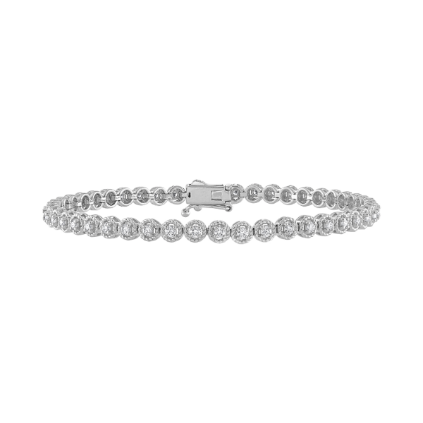 14KW 1CTW Rope Halo Diamond Tennis Bracelet Kiefer Jewelers Lutz, FL