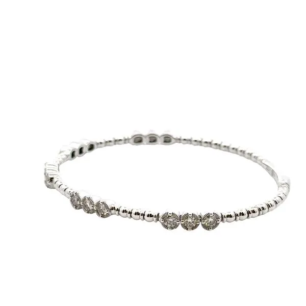 14K White and Titanium Wire Diamond Bangle Bracelet Image 3 Kiefer Jewelers Lutz, FL
