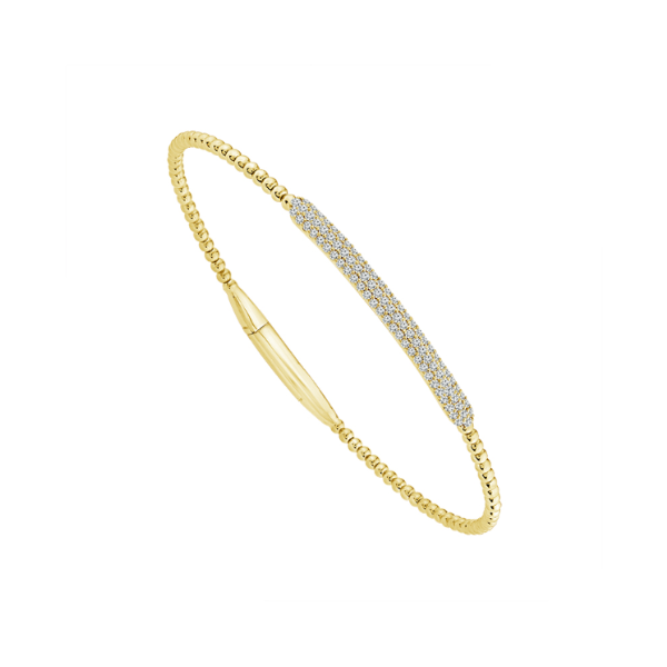 14KYW Pave Diamond Bar Flexie Bangle Bracelet Kiefer Jewelers Lutz, FL