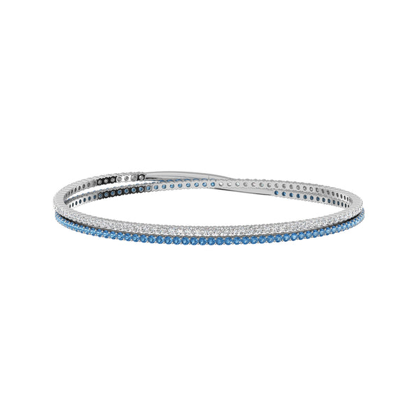 14KW Blue and White Diamond Double Wrap Flexible Bangle Bracelet Kiefer Jewelers Lutz, FL