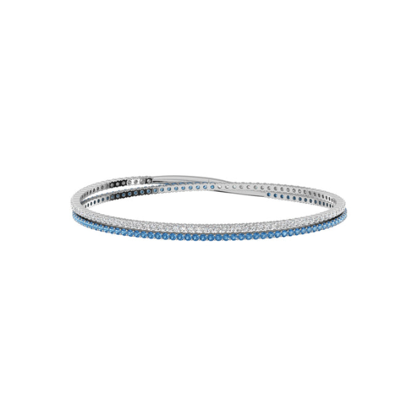 14KW Blue and White Diamond Double Wrap Flexible Bangle Bracelet Kiefer Jewelers Lutz, FL
