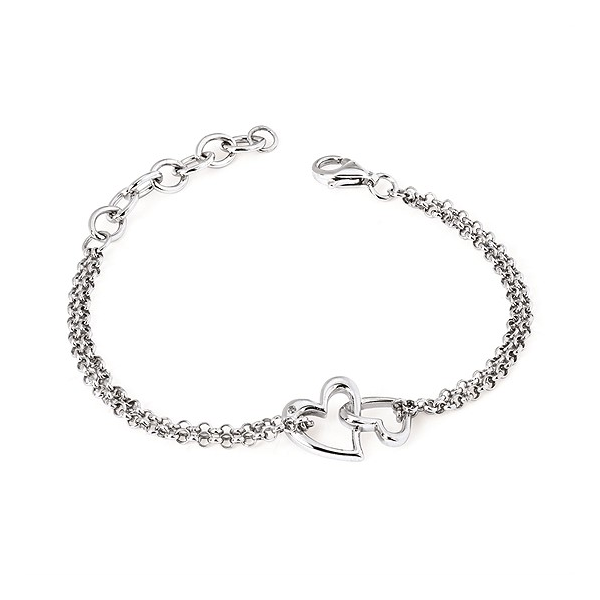Sterling Silver Diva Diamonds Double Heart Bracelet Kiefer Jewelers Lutz, FL