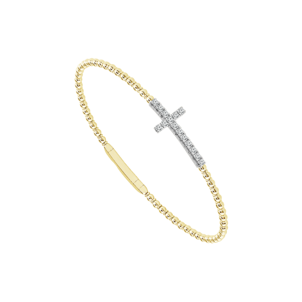 14KYW 0.33CTW Diamond Cross Flexie Bangle Bracelet Kiefer Jewelers Lutz, FL