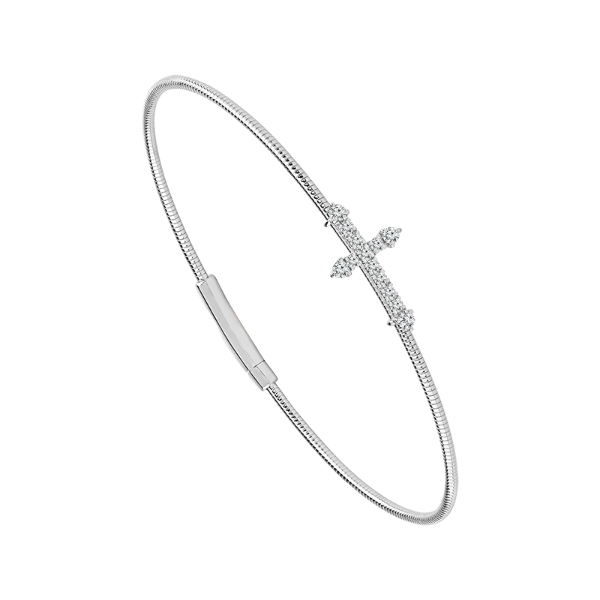 14KW 0.20CTW Diamond Cross Flexie Bangle Bracelet Kiefer Jewelers Lutz, FL