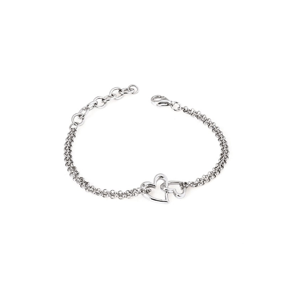 Sterling Silver Diva Diamonds Double Heart Bracelet Kiefer Jewelers Lutz, FL