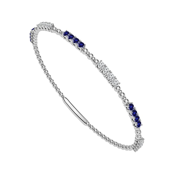 14KW 0.50CTW Diamond and Sapphire Flexie Bangle Bracelet Kiefer Jewelers Lutz, FL