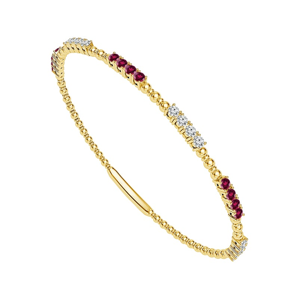 14KY 0.50CTW Diamond and Ruby Flexie Bangle Bracelet Kiefer Jewelers Lutz, FL