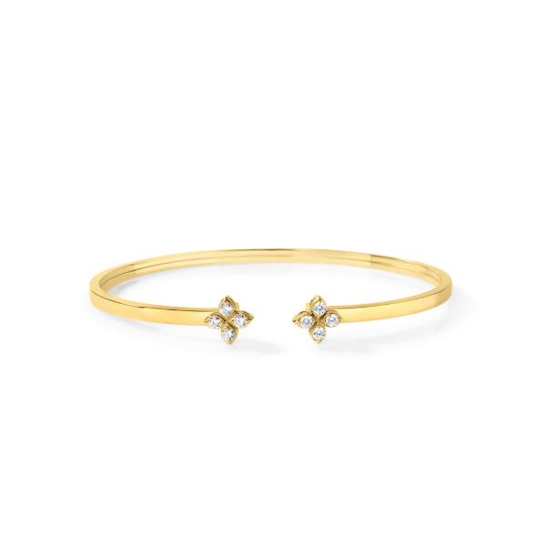 18KY Love in Verona Diamond Flowers Cuff Bracelet by Roberto Coin Kiefer Jewelers Lutz, FL
