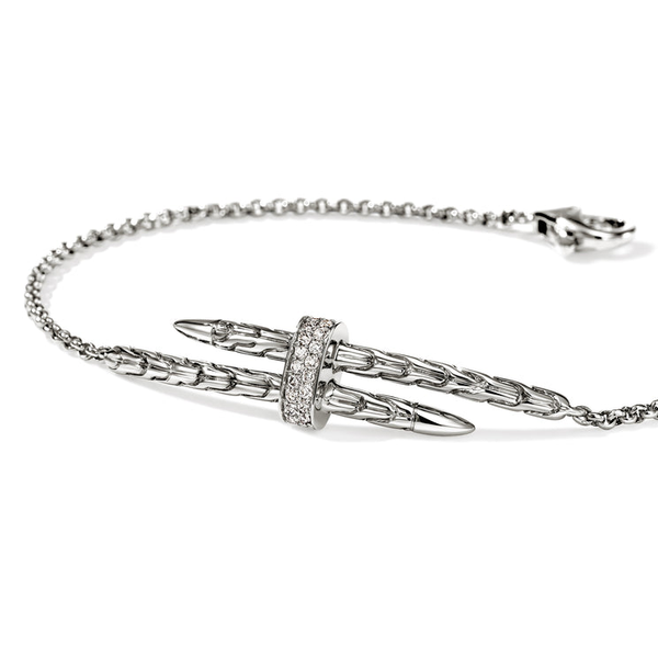 SS Spear Station Bracelet with Diamonds by John Hardy Image 2 Kiefer Jewelers Lutz, FL