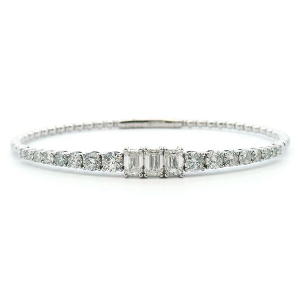 14K 3.37CTW Emerald/Round Diamond Flexie Bangle Kiefer Jewelers Lutz, FL