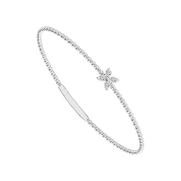 14KW 0.16CTW Diamond Single Flower Station Flexie Bangle Bracelet Kiefer Jewelers Lutz, FL