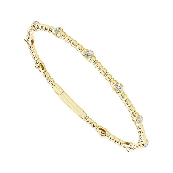 14KY 0.50CTW Diamond Bezel/Beaded Flexie Bangle Bracelet Kiefer Jewelers Lutz, FL