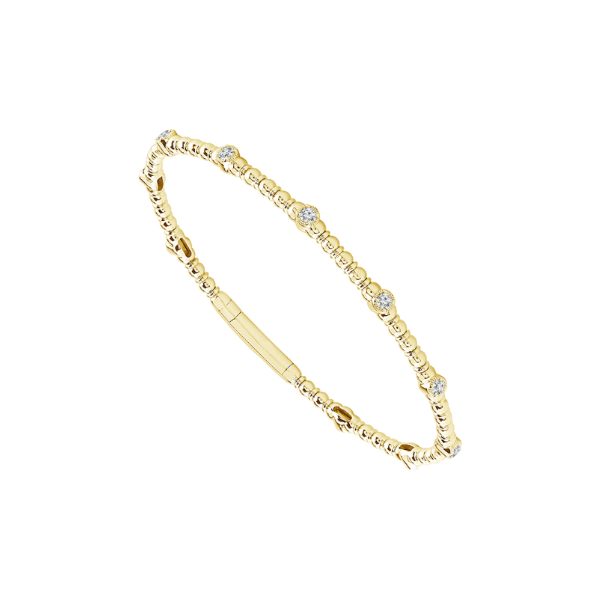14KY 0.50CTW Diamond Bezel/Beaded Flexie Bangle Bracelet Kiefer Jewelers Lutz, FL