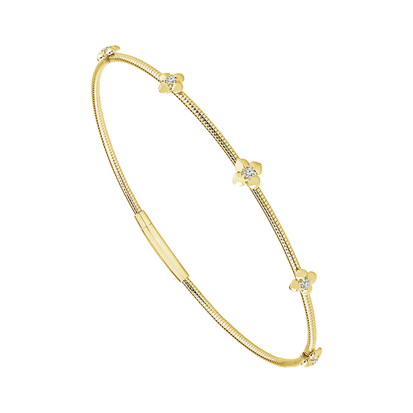 14KY Diamond Flower Station Flexi Bangle Bracelet Kiefer Jewelers Lutz, FL