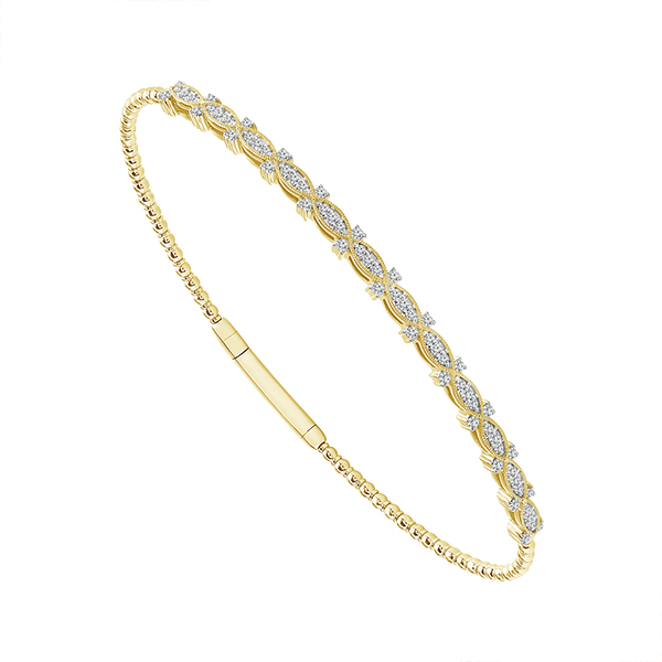 14KY 0.38CTW Diamond Vintage Style Flexi Bangle Bracelet Kiefer Jewelers Lutz, FL