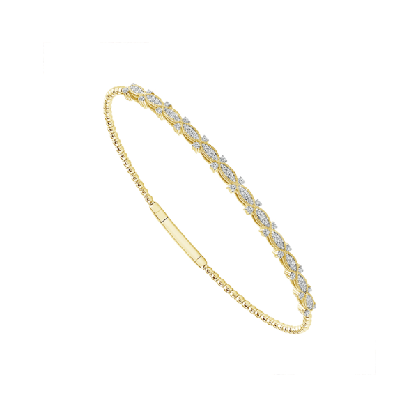 14KY 0.38CTW Diamond Vintage Style Flexi Bangle Bracelet Kiefer Jewelers Lutz, FL