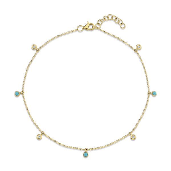 14KY Diamond and Composite Turquiose Anklet by Shy Creation Kiefer Jewelers Lutz, FL