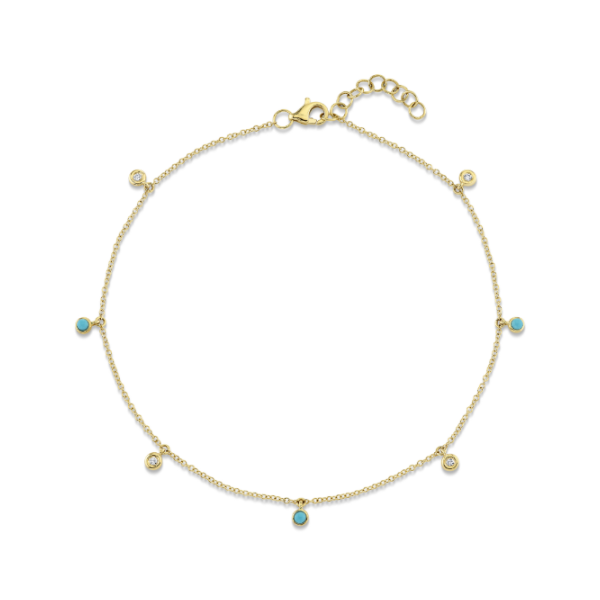 14KY Diamond and Composite Turquiose Anklet by Shy Creation Kiefer Jewelers Lutz, FL