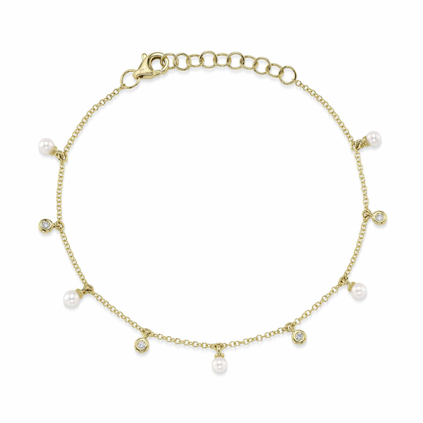 14KY Diamond and Cultured Pearl Anklet by Shy Creation Kiefer Jewelers Lutz, FL