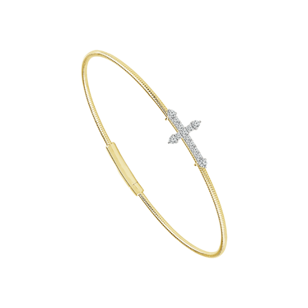 14KY Diamond Cross Flexie Bangle Bracelet Kiefer Jewelers Lutz, FL