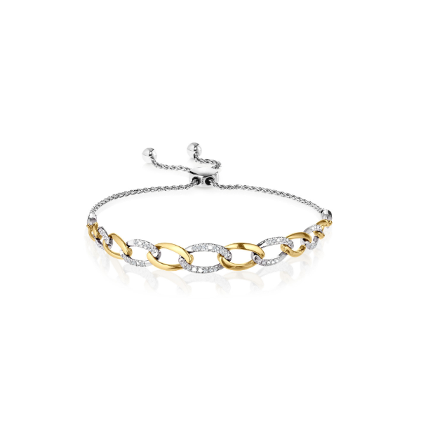 Sterling Silver and 10KY Gold Plated Diamond Bolo Bracelet Kiefer Jewelers Lutz, FL