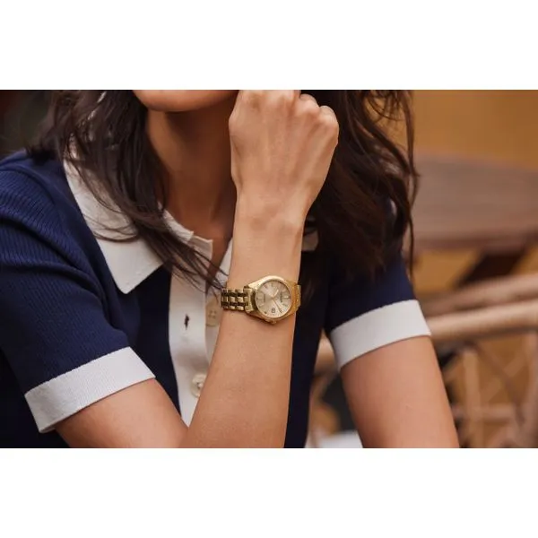 Citizen Peyten Eco WR100 Sterling Silver Gold Bracelet Champagne Watch Image 4 Kiefer Jewelers Lutz, FL