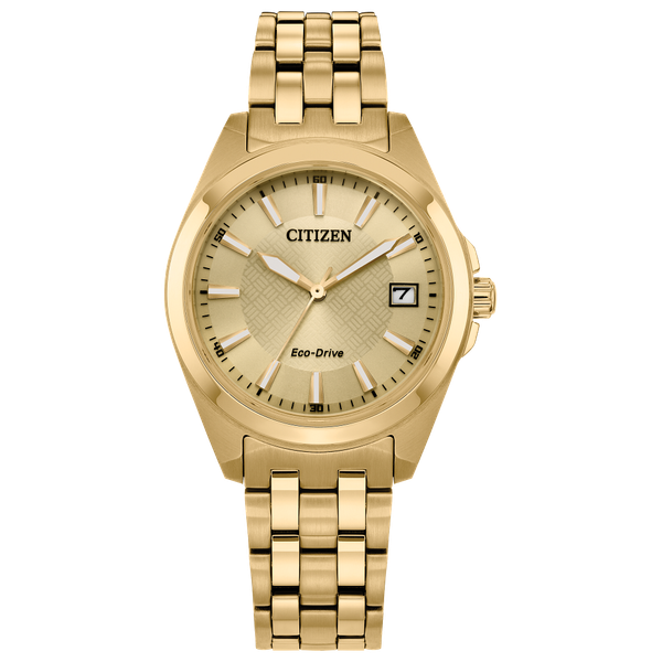 Citizen Peyten Eco WR100 Sterling Silver Gold Bracelet Champagne Watch Kiefer Jewelers Lutz, FL