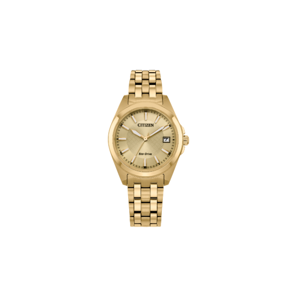 Citizen Peyten Eco WR100 Sterling Silver Gold Bracelet Champagne Watch Kiefer Jewelers Lutz, FL